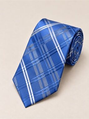 Joseph Abboud Silk Tie Blue Plaid Stripe Business Wedding Classic Luxury Chic
